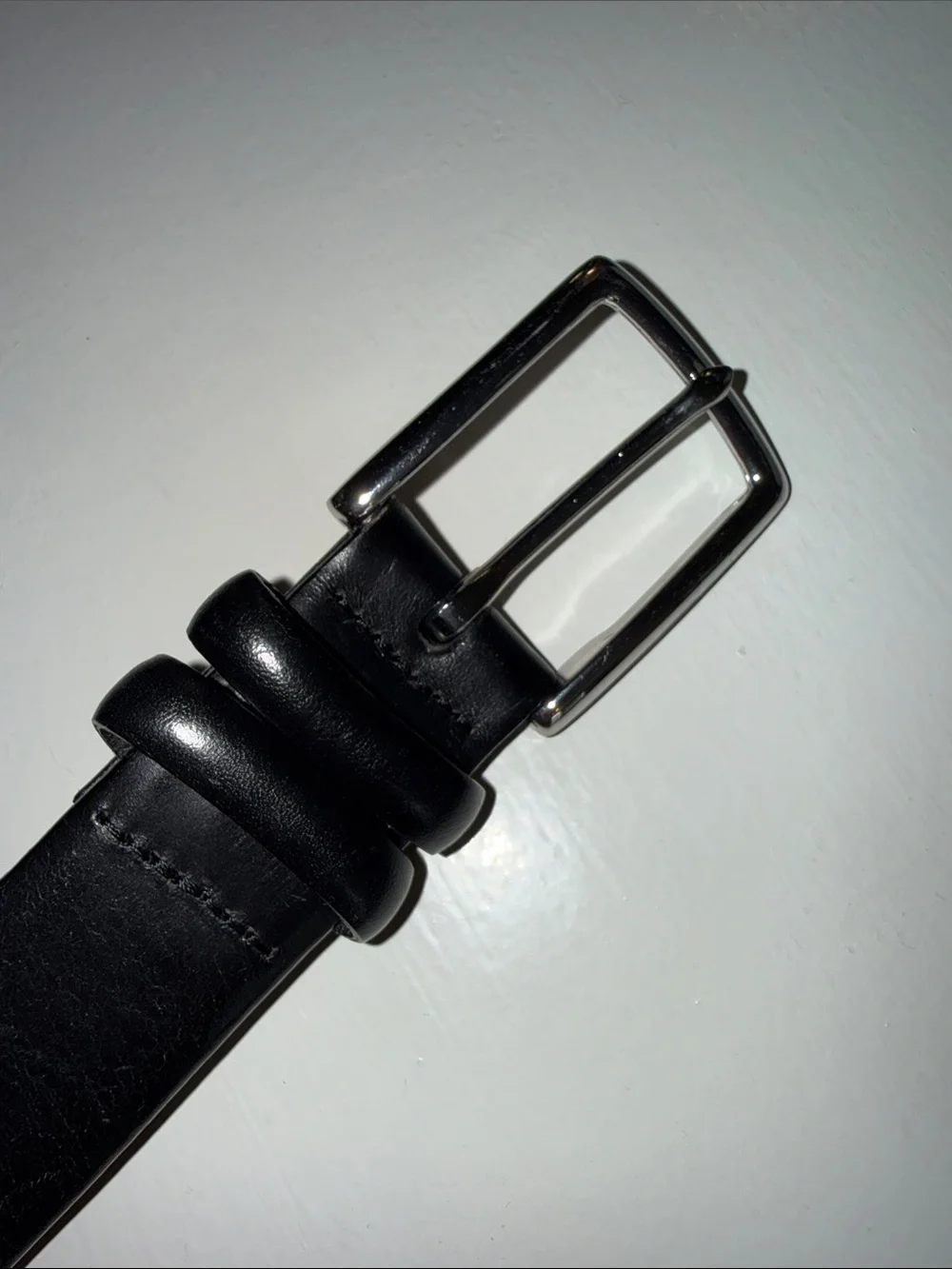 Worn Polo Ralph LaurenMen's Black Leather Belt with Silver Buckle size 90 (36)